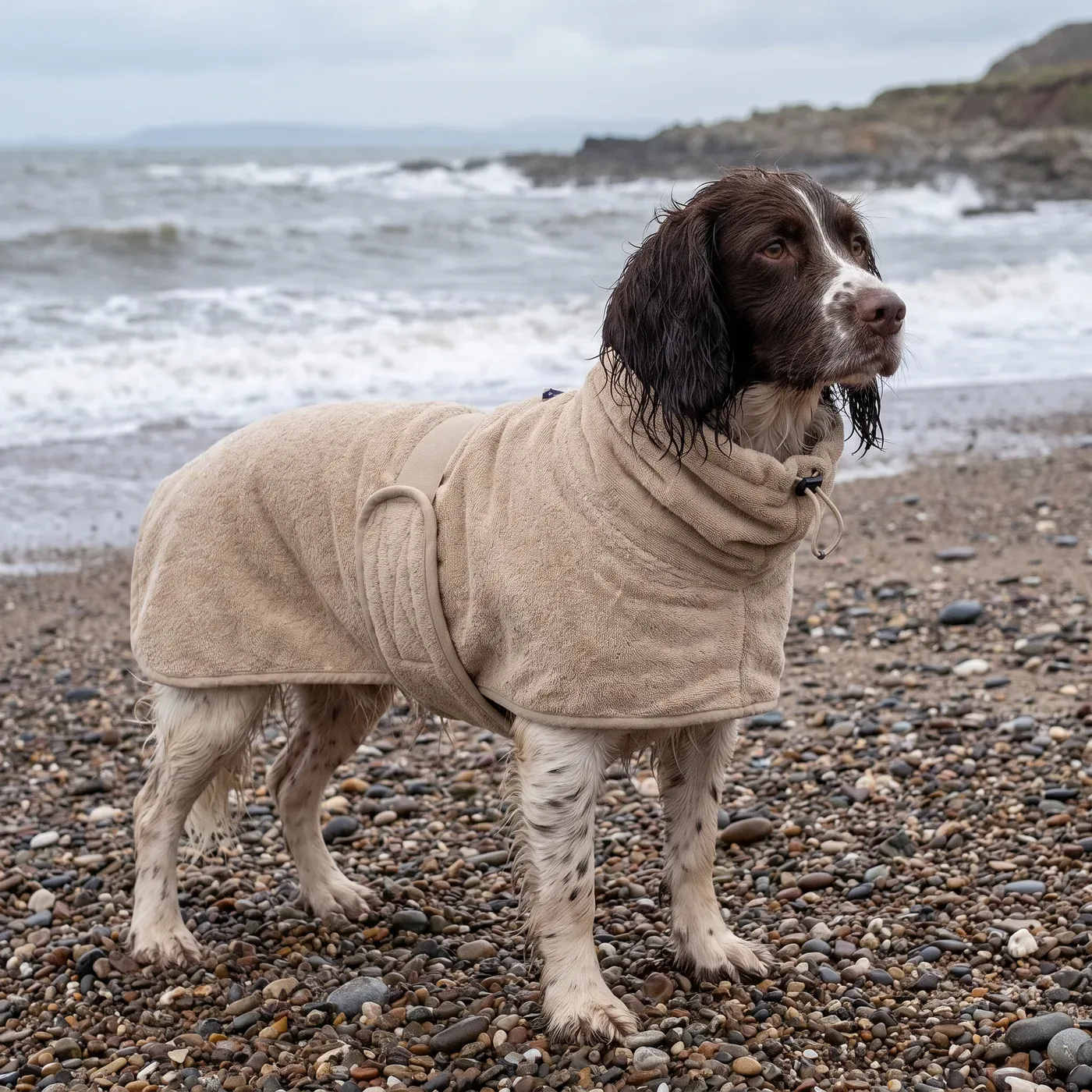 The Drying Coat worn outdoors